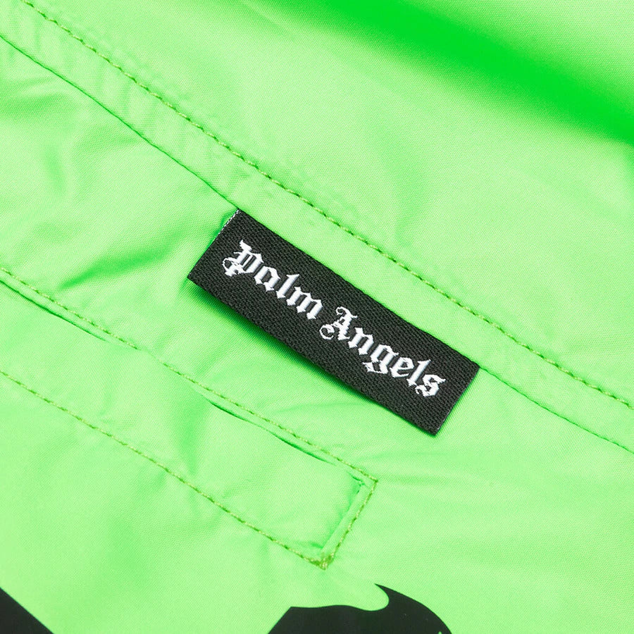 Palm Angels Curved Logo Green Swim Shorts