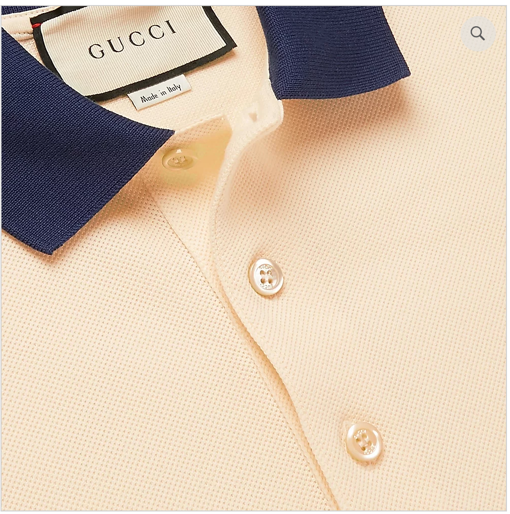Gucci Jacquard Stretch Cotton Cream Polo Shirt