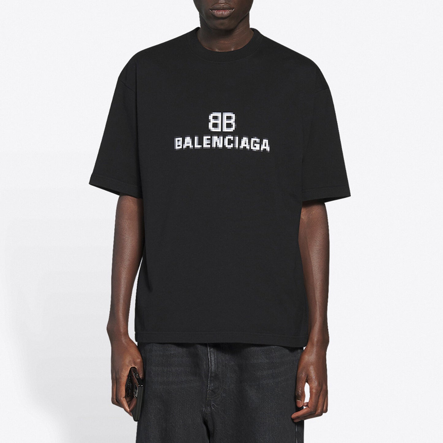 Balenciaga BB Pixel Logo Black T-Shirt