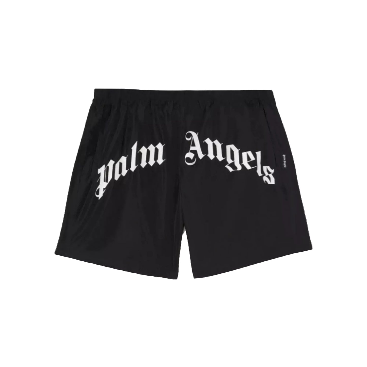 Palm Angels Curved Logo Black Swim Shorts