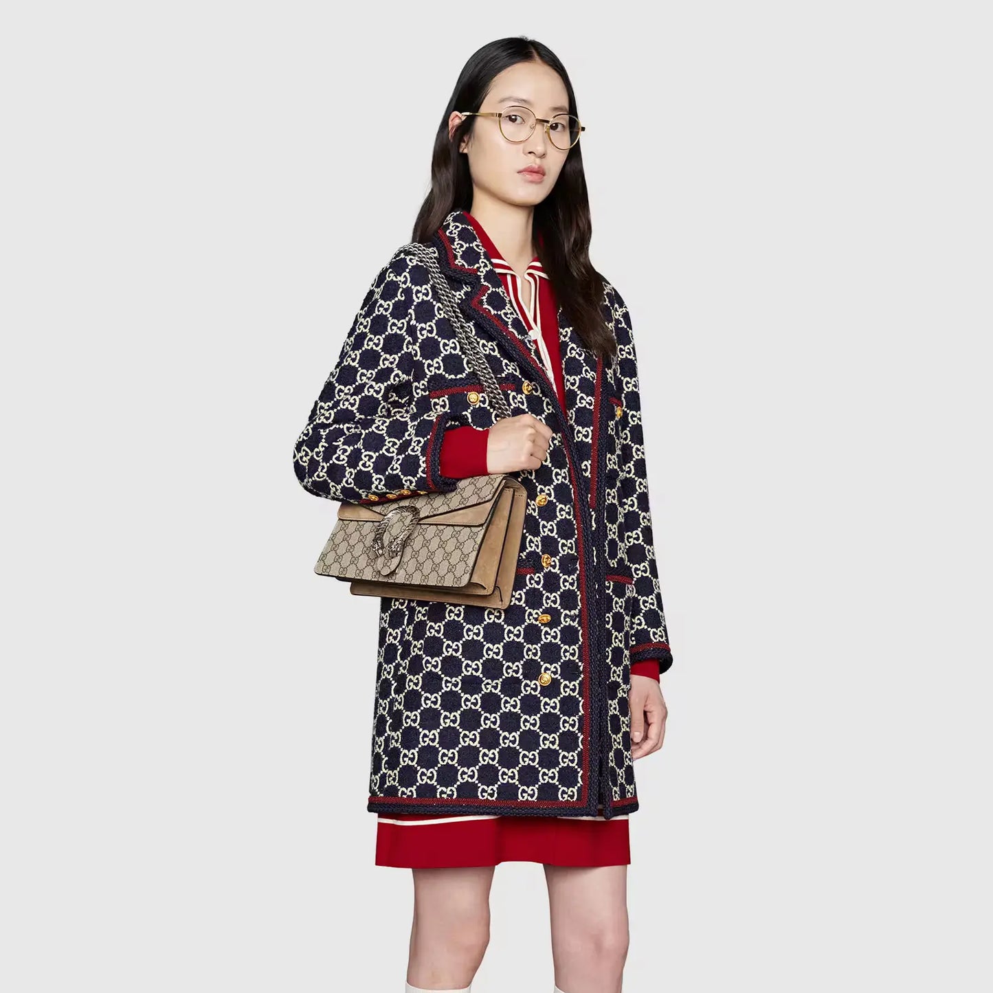 Gucci Dionysus GG Supreme Small Shoulder Bag Nude