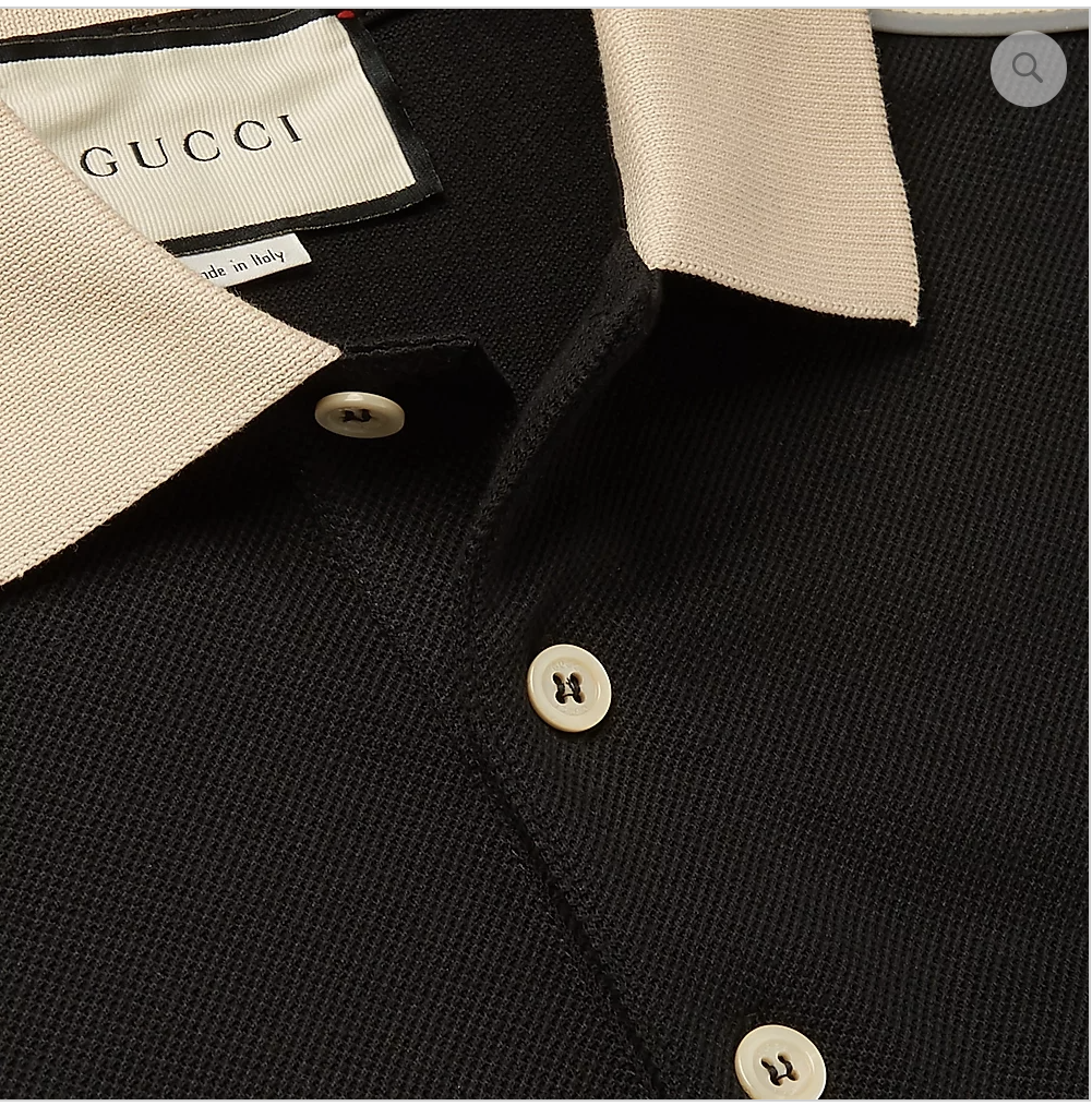 Gucci Jacquard Stretch Cotton Black Polo Shirt