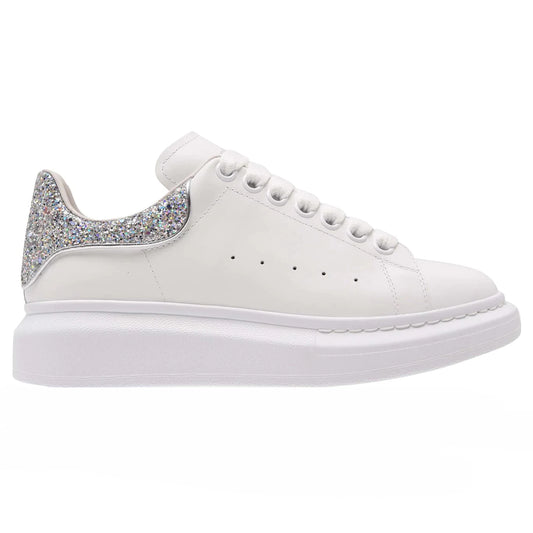 Alexander McQueen Sneaker White/Silver Glitter Heel