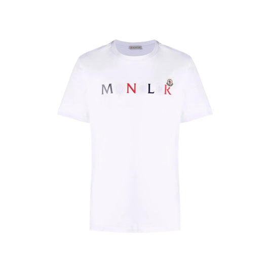 Moncler Tricolore Text Logo White T-Shirt