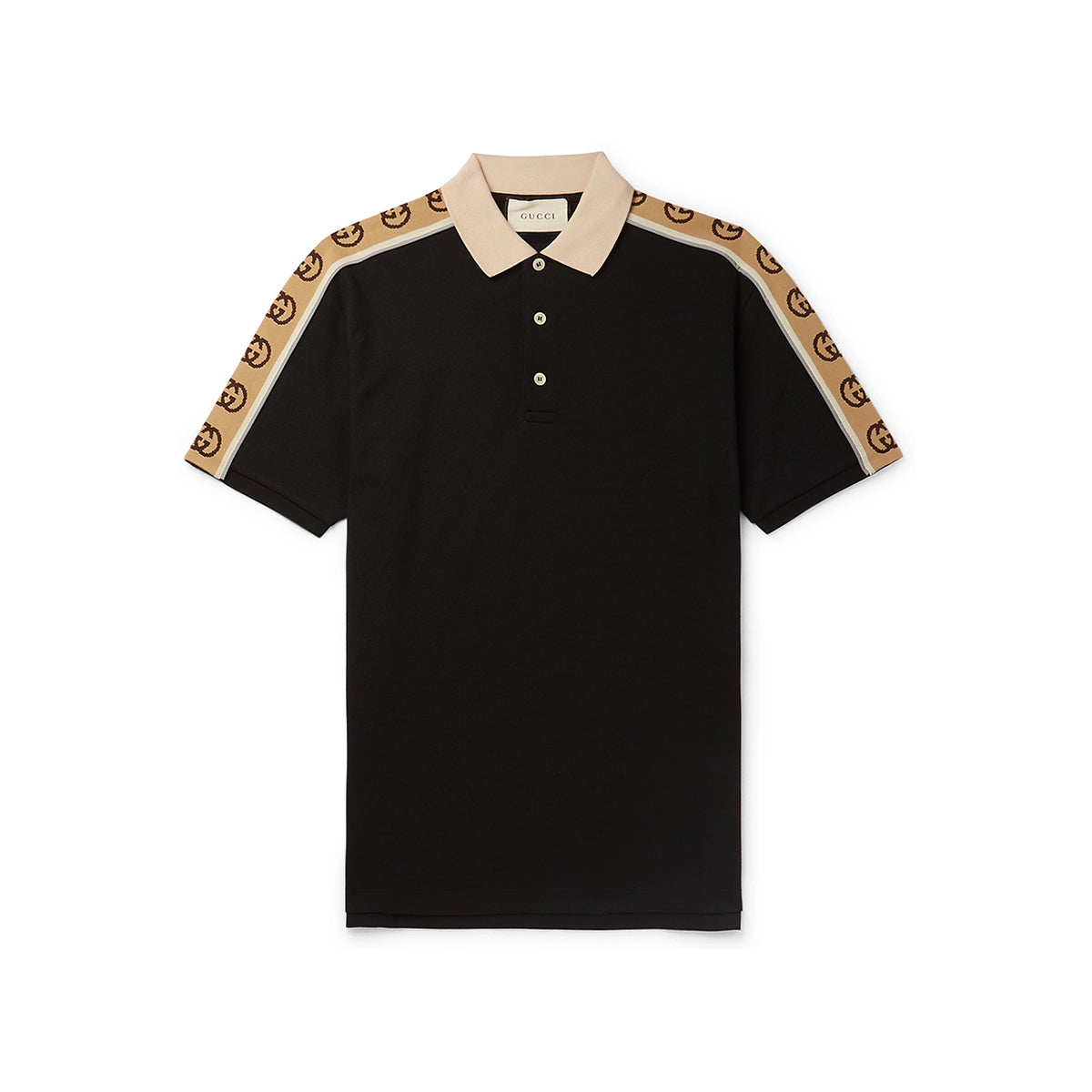 Gucci Jacquard Stretch Cotton Black Polo Shirt