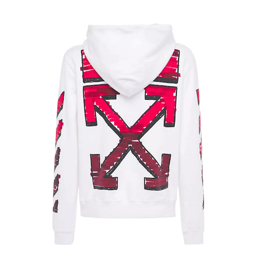 Off White Arrow Marker Print White Hoodie