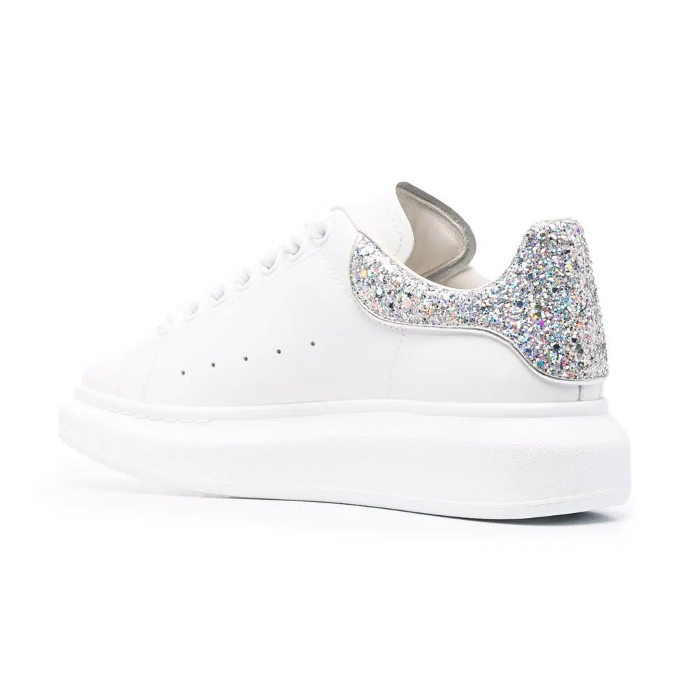 Alexander McQueen Sneaker White/Silver Glitter Heel