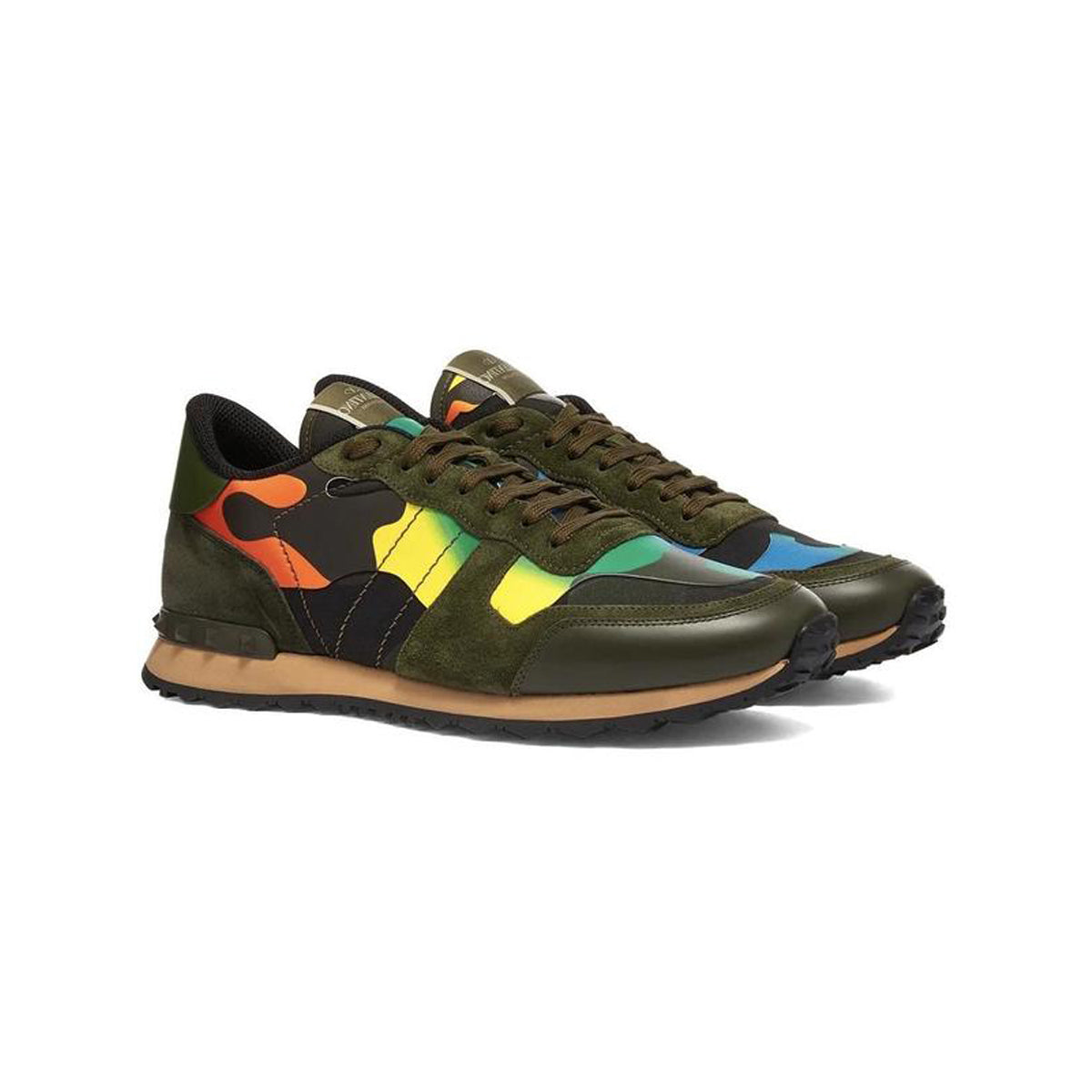 Valentino Rock Stud Runners Khaki/Multicolour
