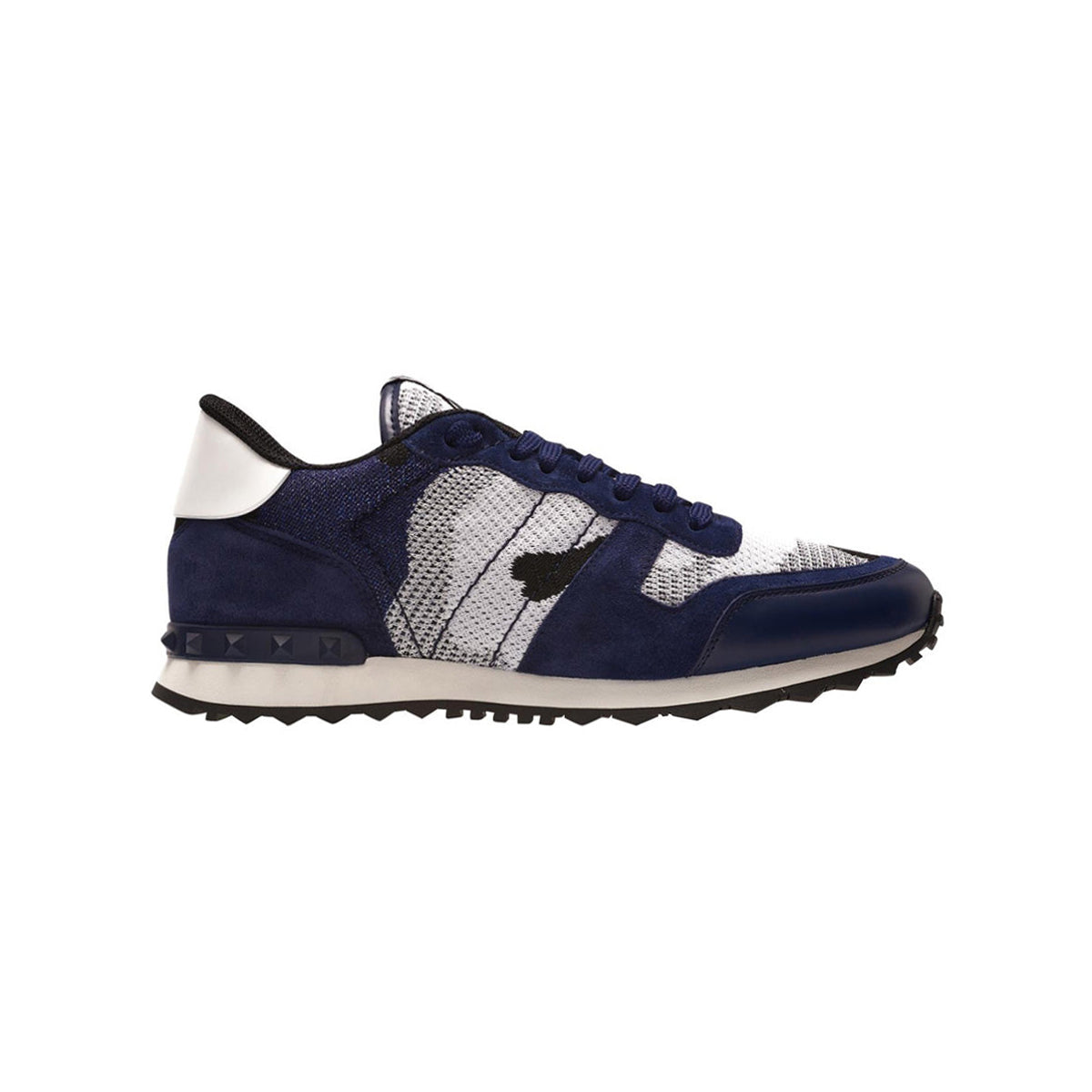Valentino Mesh Rock Stud Runners Navy Silver
