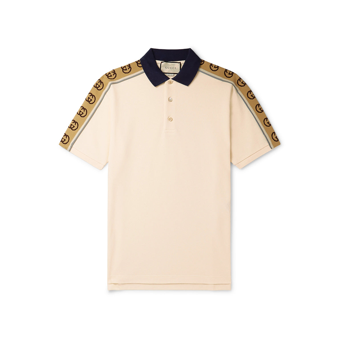 Gucci Jacquard Stretch Cotton Cream Polo Shirt