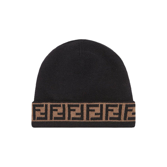 Fendi FF Black Beanie Hat