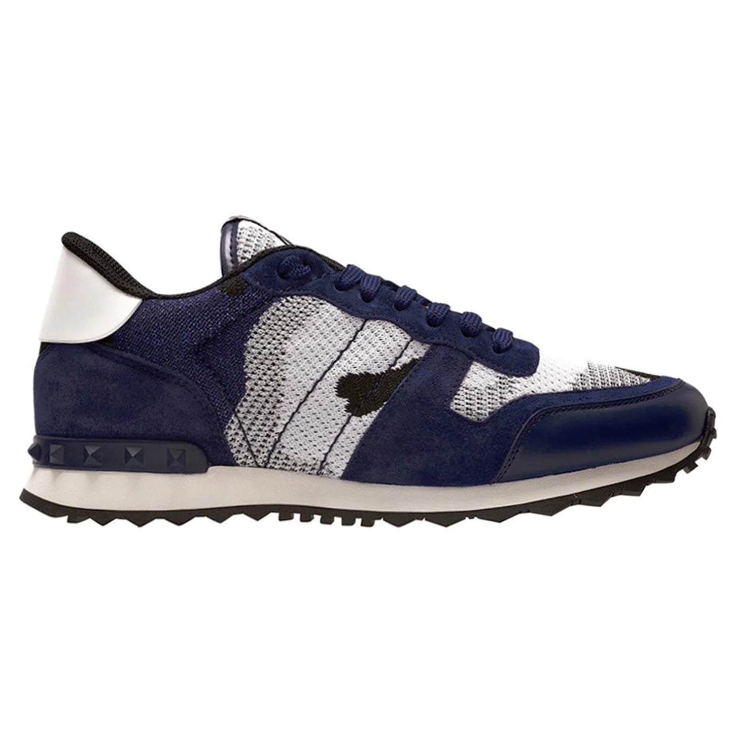 Valentino Mesh Rock Stud Runners Navy Silver