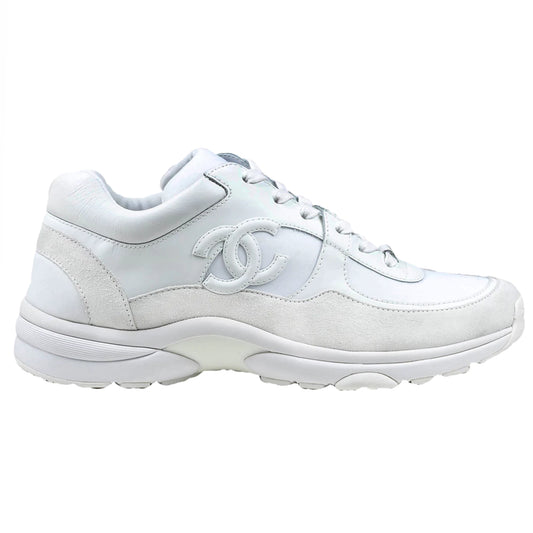 Chanel CC Runner Suede Logo Triple White Sneaker