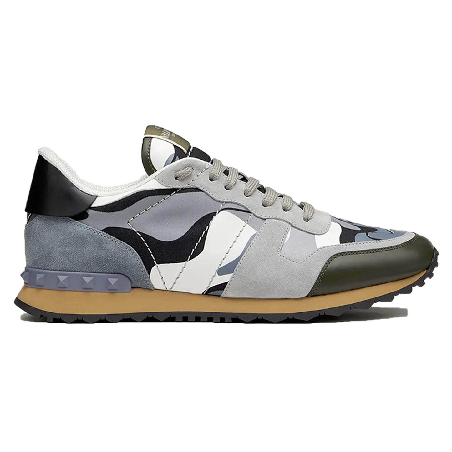 Valentino Rock Stud Runners Grey/Khaki
