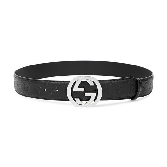 Gucci GG Signature Embossed Leather Belt