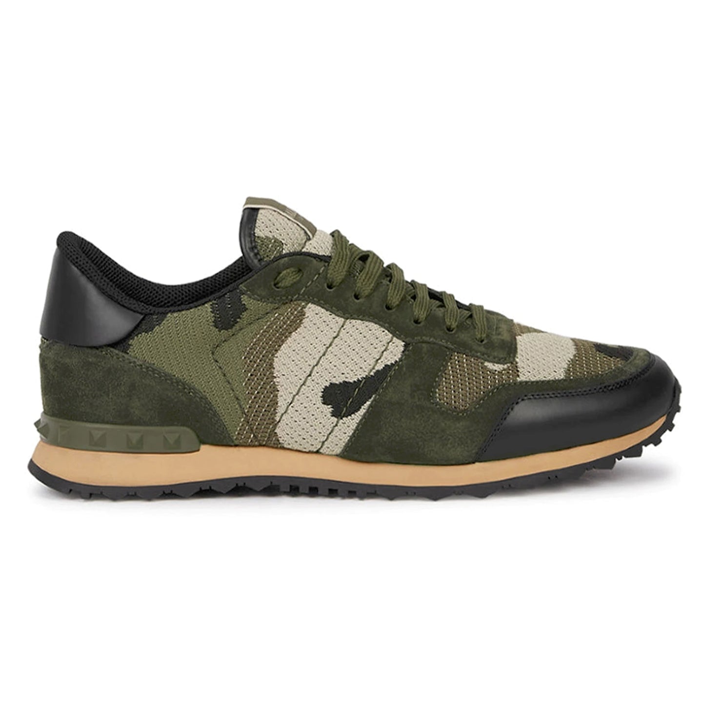 Valentino Mesh Rock Stud Runners Khaki