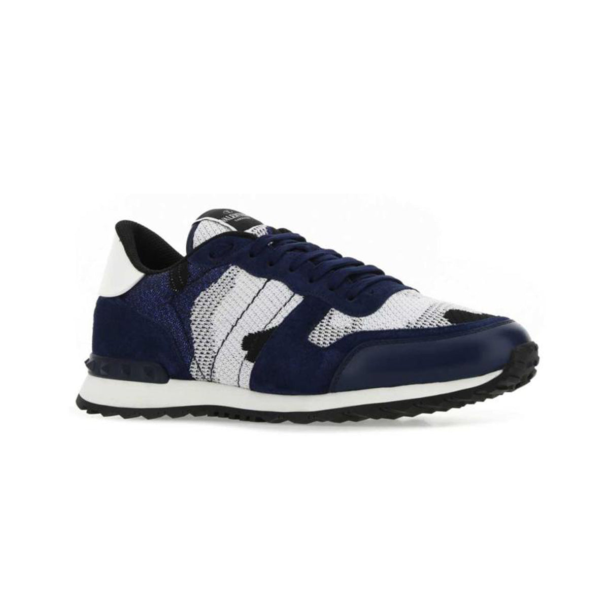 Valentino Mesh Rock Stud Runners Navy Silver