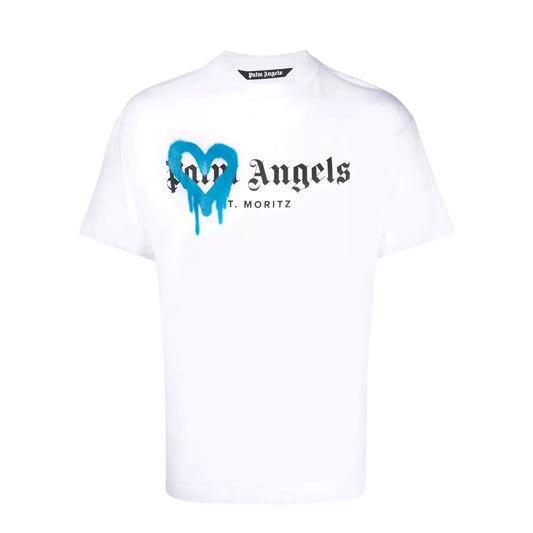 Palm Angels St Moritz Spray Paint White T-Shirt