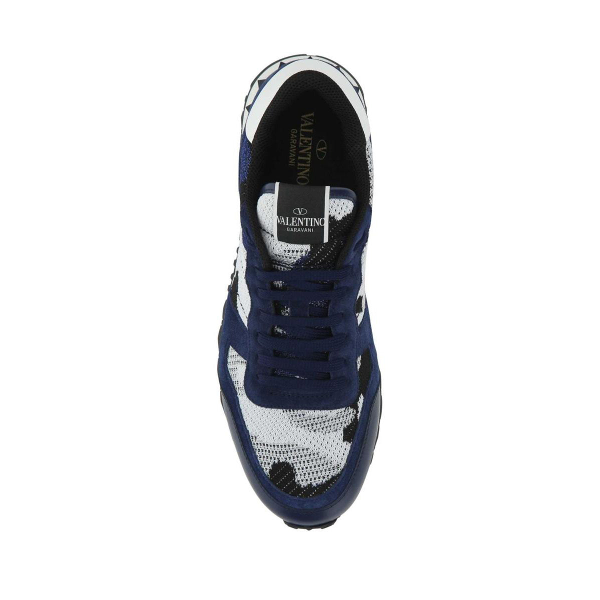 Valentino Mesh Rock Stud Runners Navy Silver